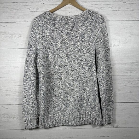LL bean Women’s marled Gray Two Tone 100% Cotton Sweater Size Large - Picture 2 of 7